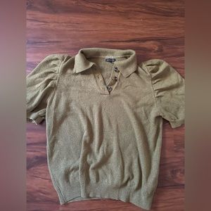 Puff sleeve v neck sweater who what wear L